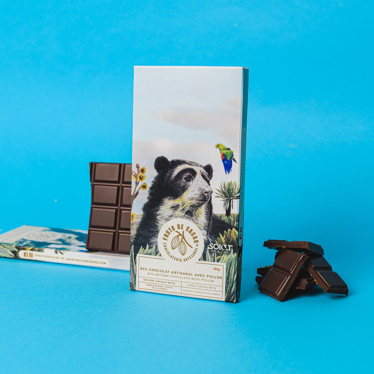 FRUTO DE CACAO Tablette de chocolat 80% Cacao avec Pollen 80g