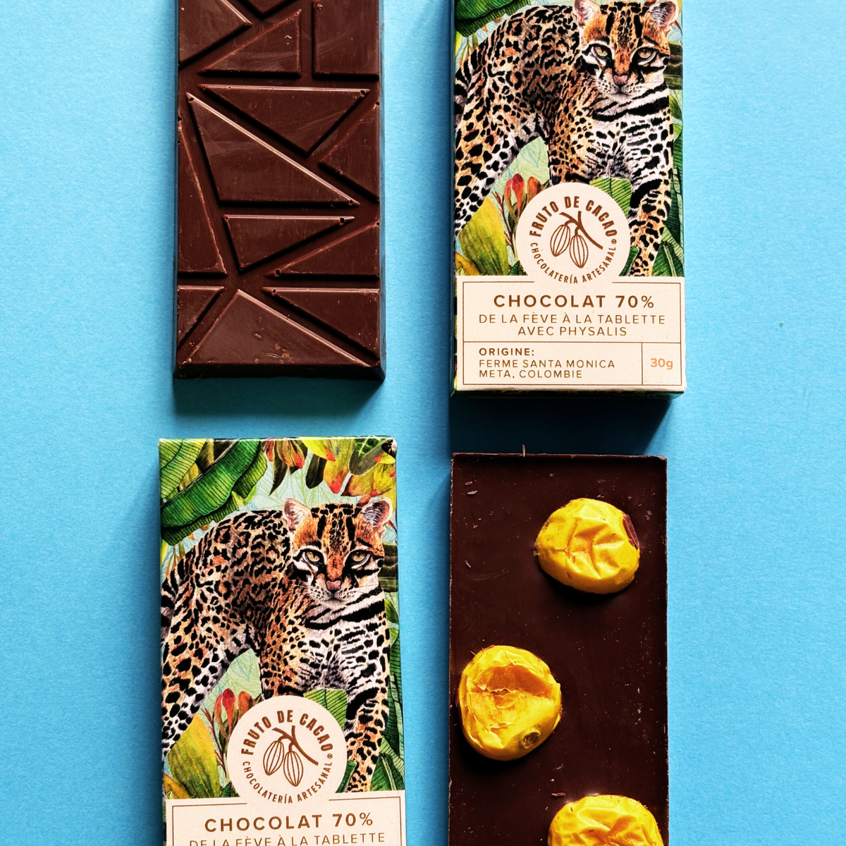 FRUTO DE CACAO 70% cocoa chocolate bar with physalis 80g