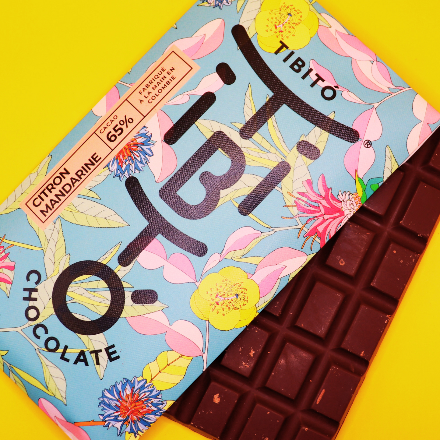 TIBITÓ - Tablette de chocolat noir 65% cacao avec Citron - Mandarine