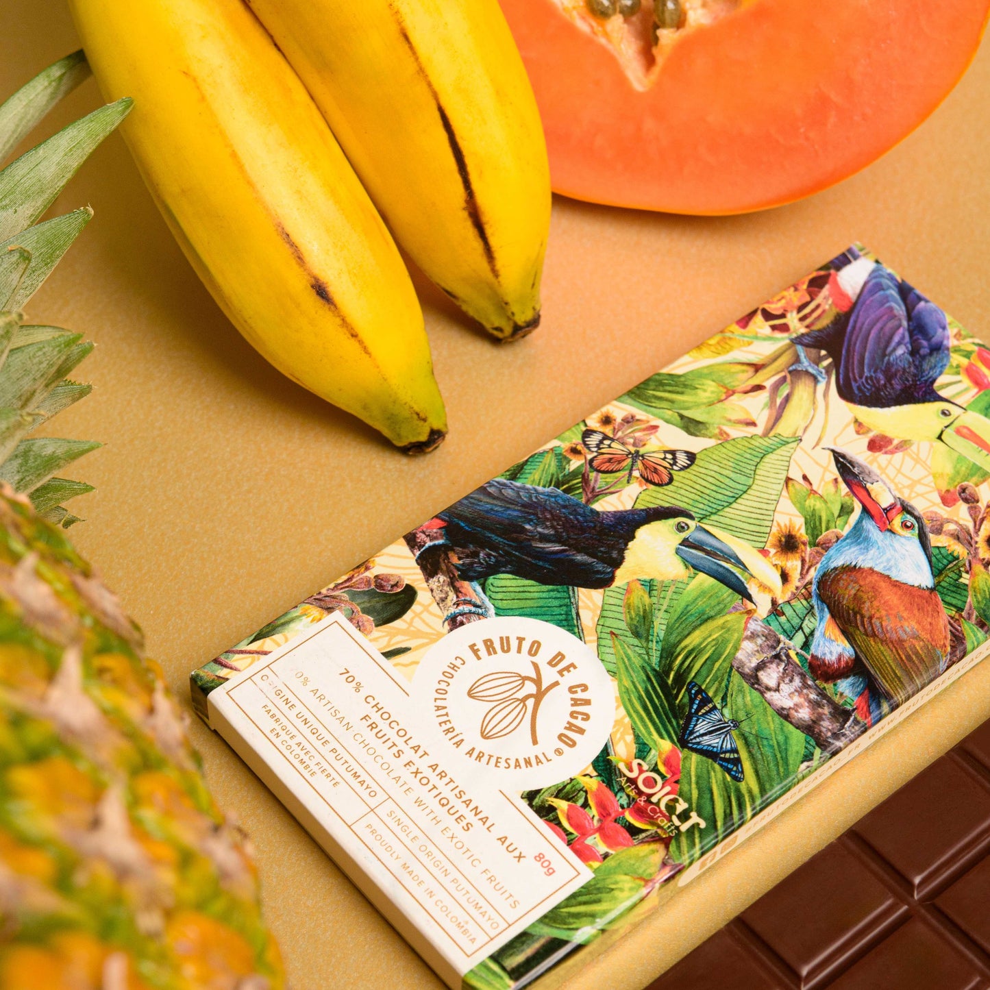 FRUTO DE CACAO Tablette de chocolat 70% Cacao aux Fruits Exotiques