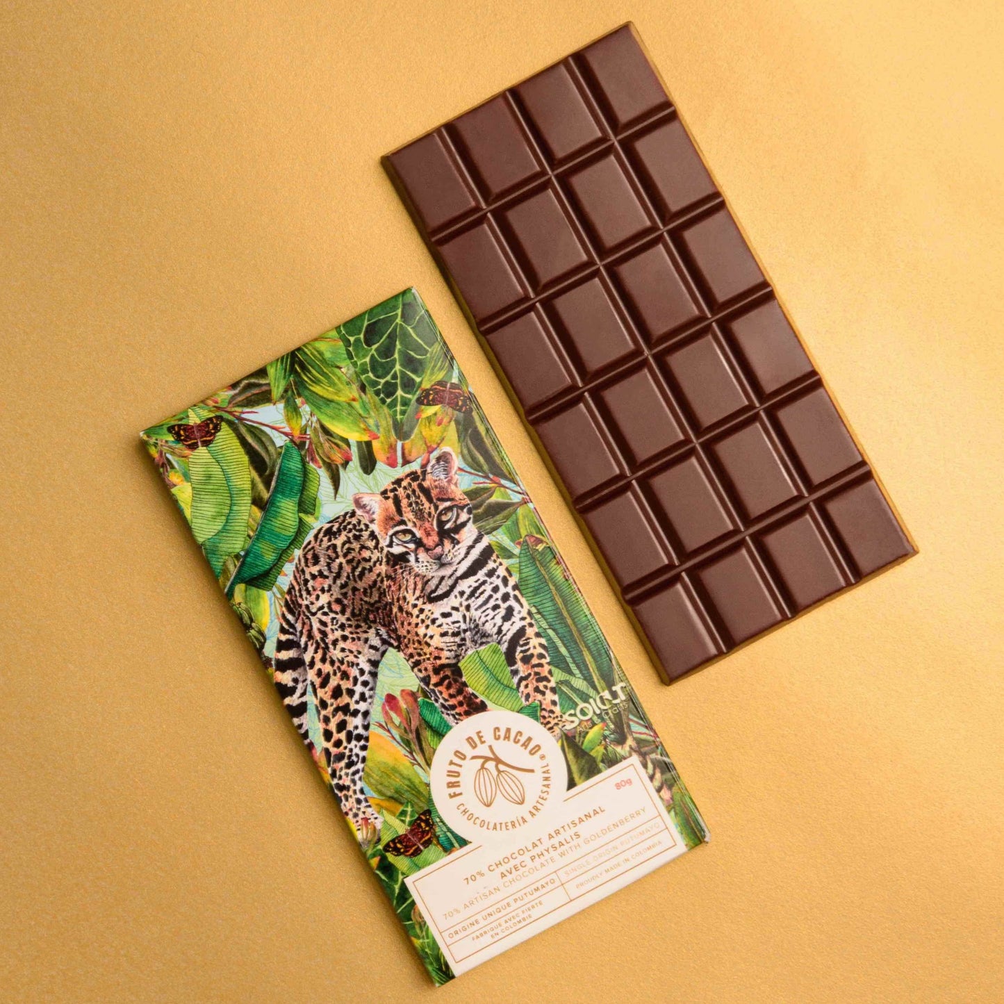 FRUTO DE CACAO Tablette de chocolat 70% cacao avec physalis