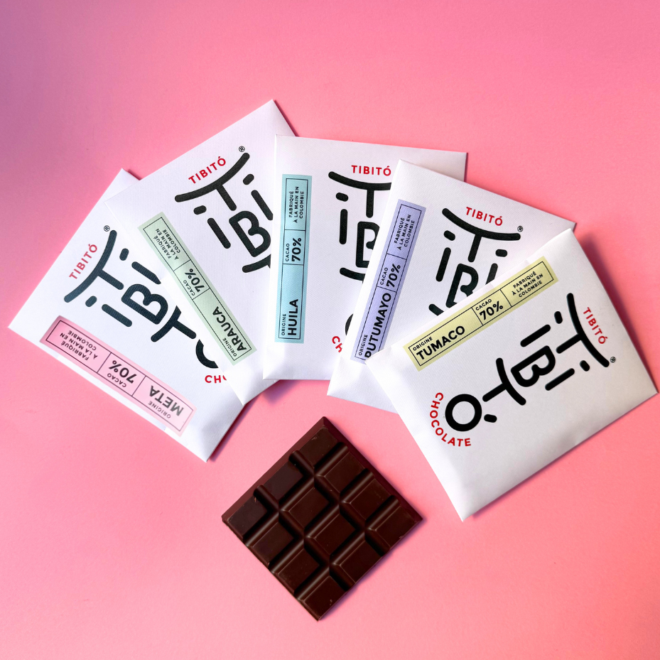 Coffret Cadeau Tibitó - 5 tablettes de chocolat noir 70% cacao (5x40g)
