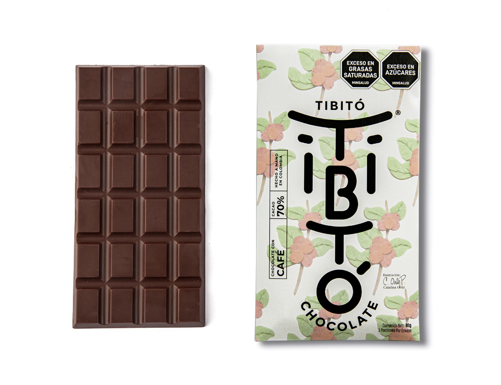 Tibitó tablette de chocolat noir  70% cacao au café 80g