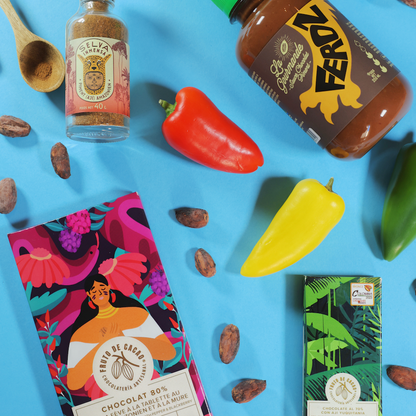 FRUTO DE CACAO Tablette 80% cacao, avec piment d'Amazonie et à la mure