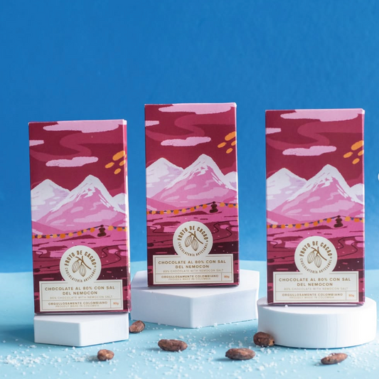 FRUTO DE CACAO Mini 80% cocoa chocolate bar with Nemocón salt 