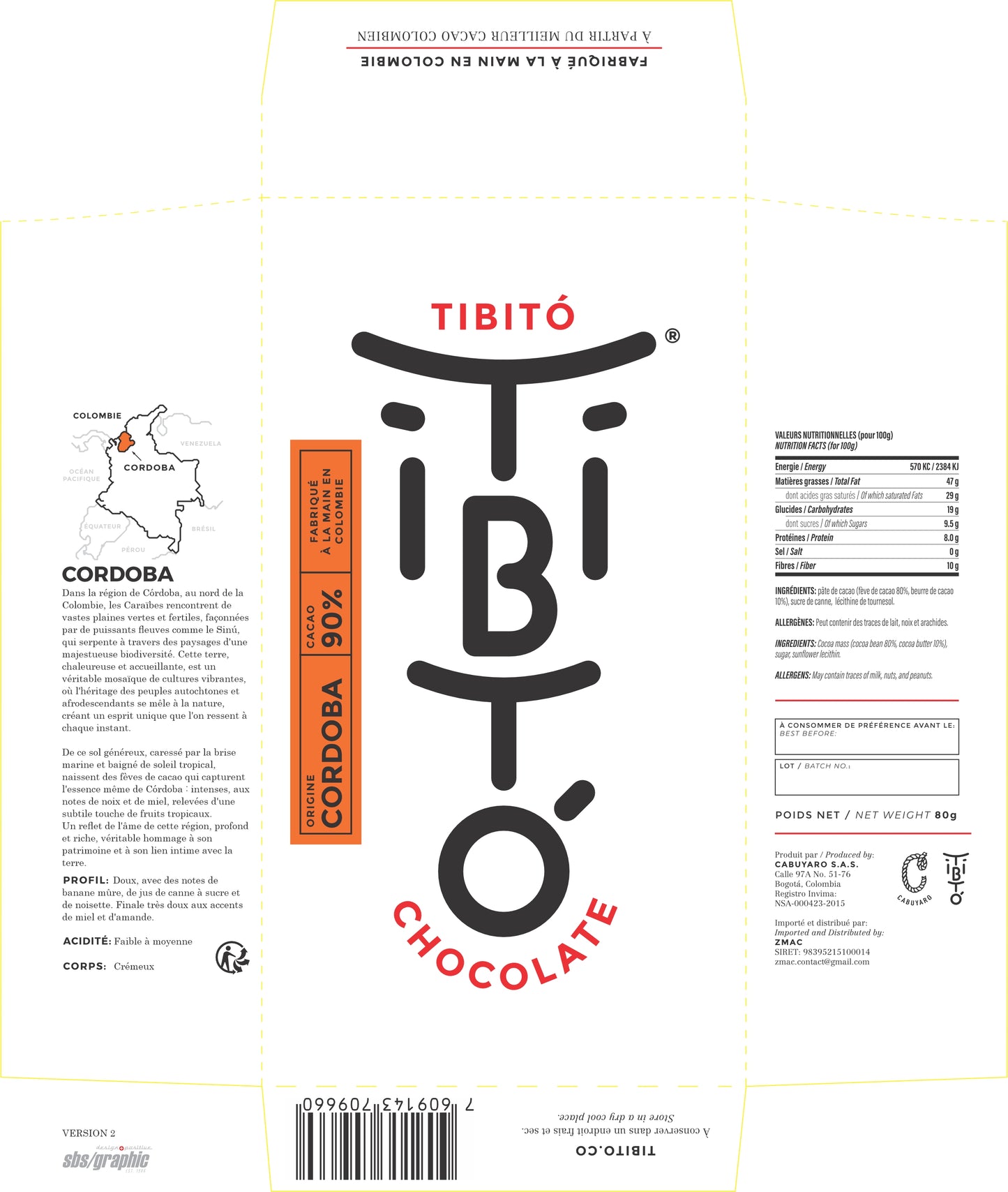 Tibitó CÓRDOBA - Tablette 90% cacao