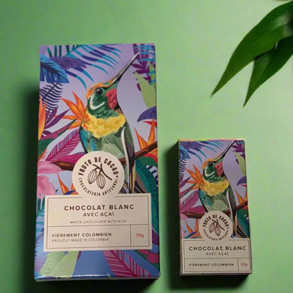 FRUTO DE CACAO Tablette Chocolat Blanc à l'Açaï