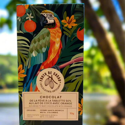 FRUTO DE CACAO Tablette 60% Cacao au Lait de Coco avec Orange