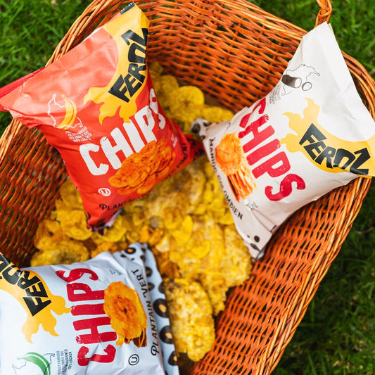 Chips colombiennes Feroz – Plantain vert, plantain doux et manioc LOT DE 3