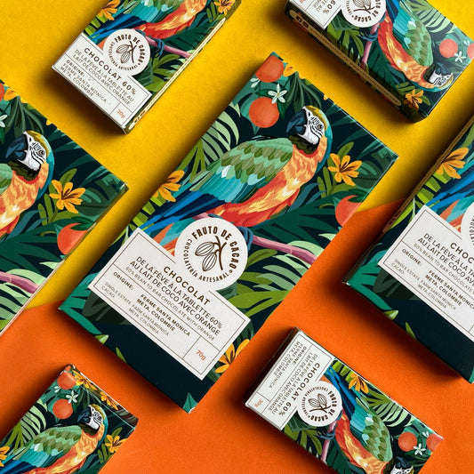 FRUTO DE CACAO Tablette 60% Cacao au Lait de Coco avec Orange